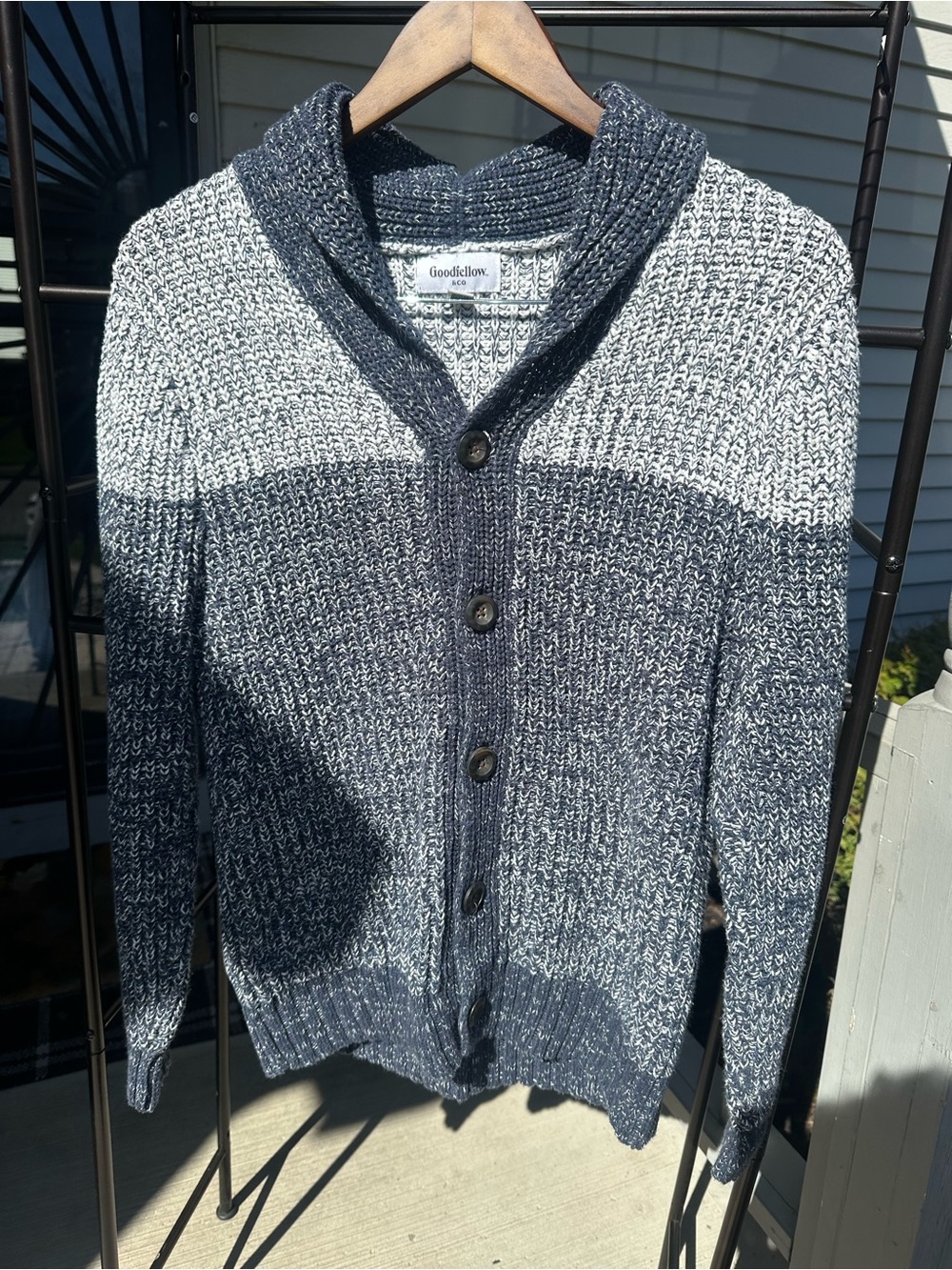 Goodfellow & Co Two-Tone Shawl Collar Cardigan - Navy and Gray